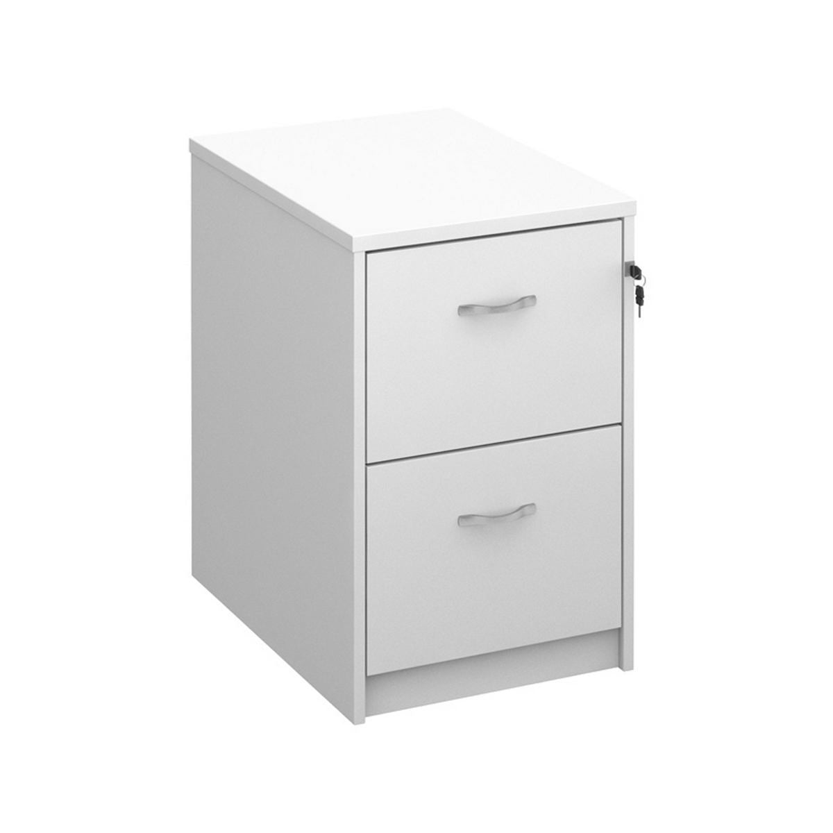 White Wooden Filing Cabinet 2 Drawer Lockable 73cm Office Storage