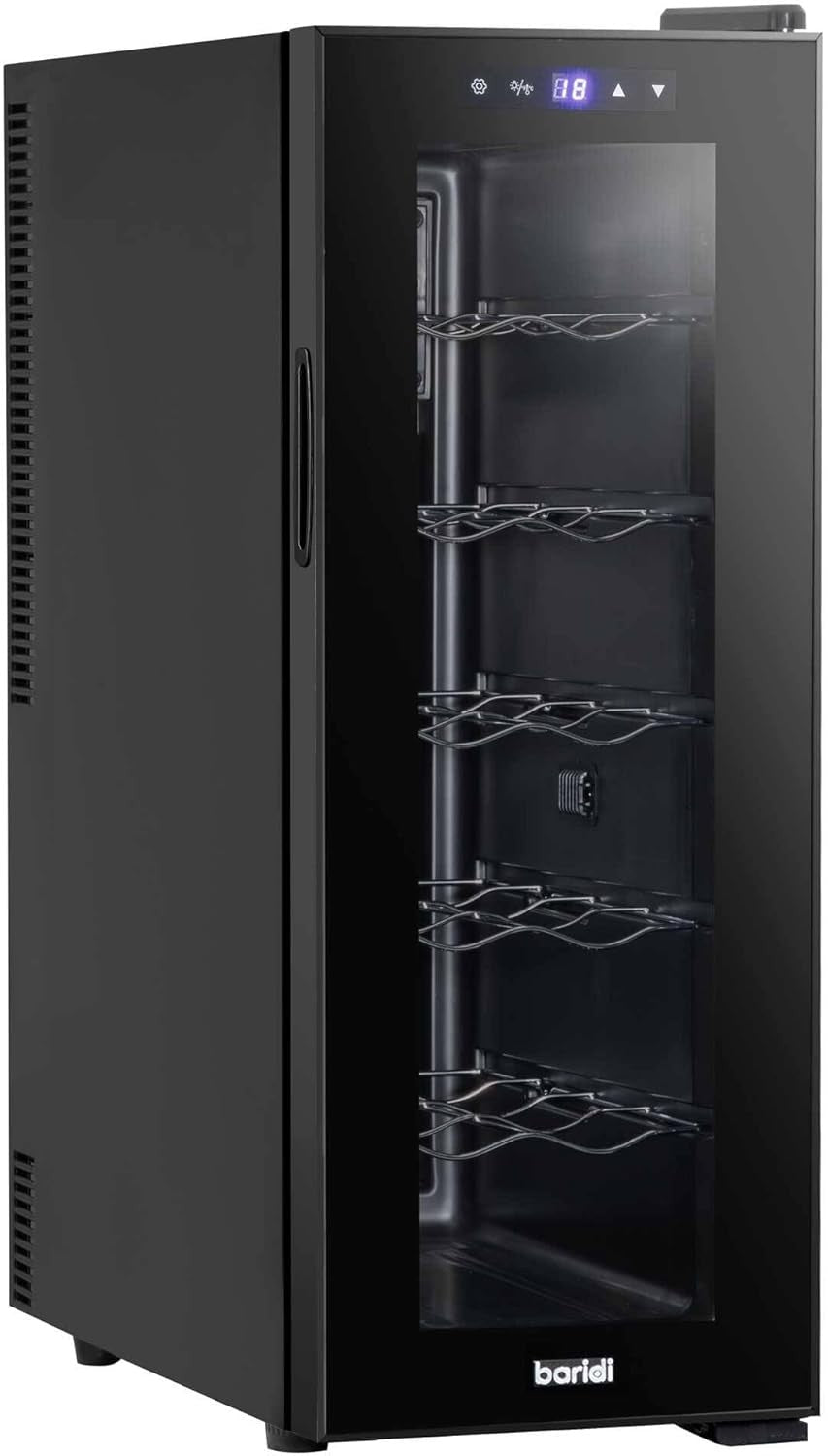 12 Bottle Wine Cooler Fridge Digital Touch Control Ultra Quiet Freestanding