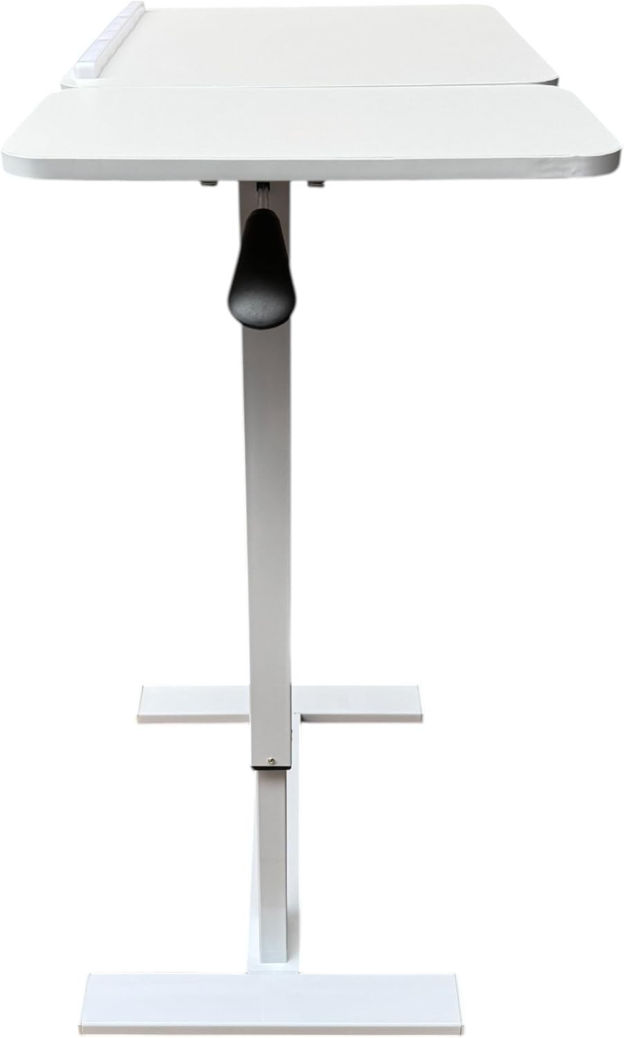 White Rolling Laptop Desk Height Adjustable Overbed Table Pneumatic Lift