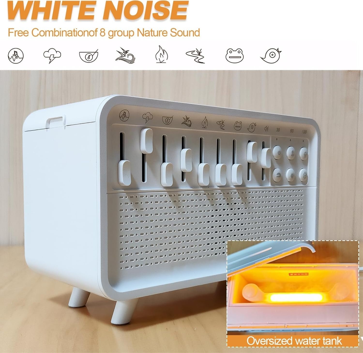 White Noise Machine with Bluetooth Speaker & Essential Oil Diffuser, 8 Sleep Sou