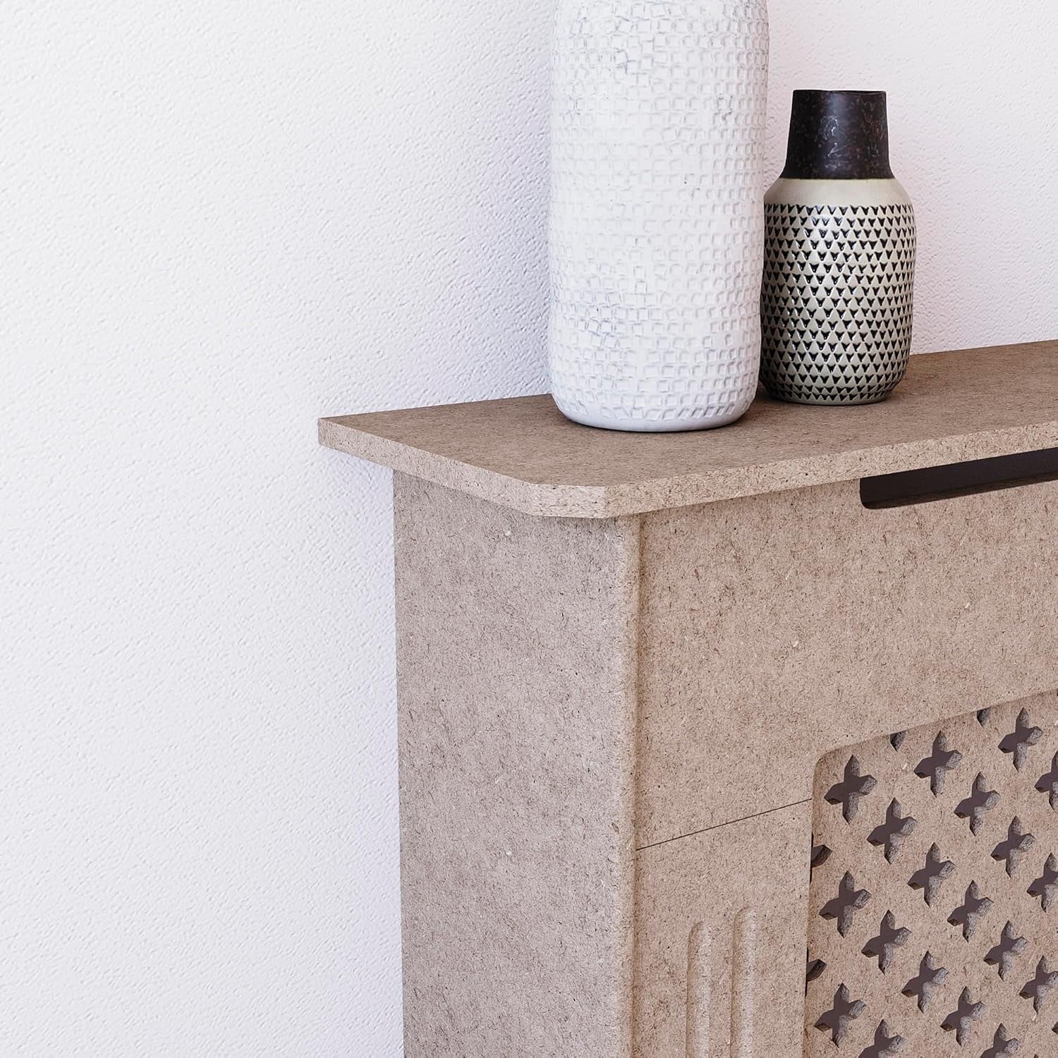Large Unfinished Radiator Cover | Customisable MDF Cross Pattern Cabinet