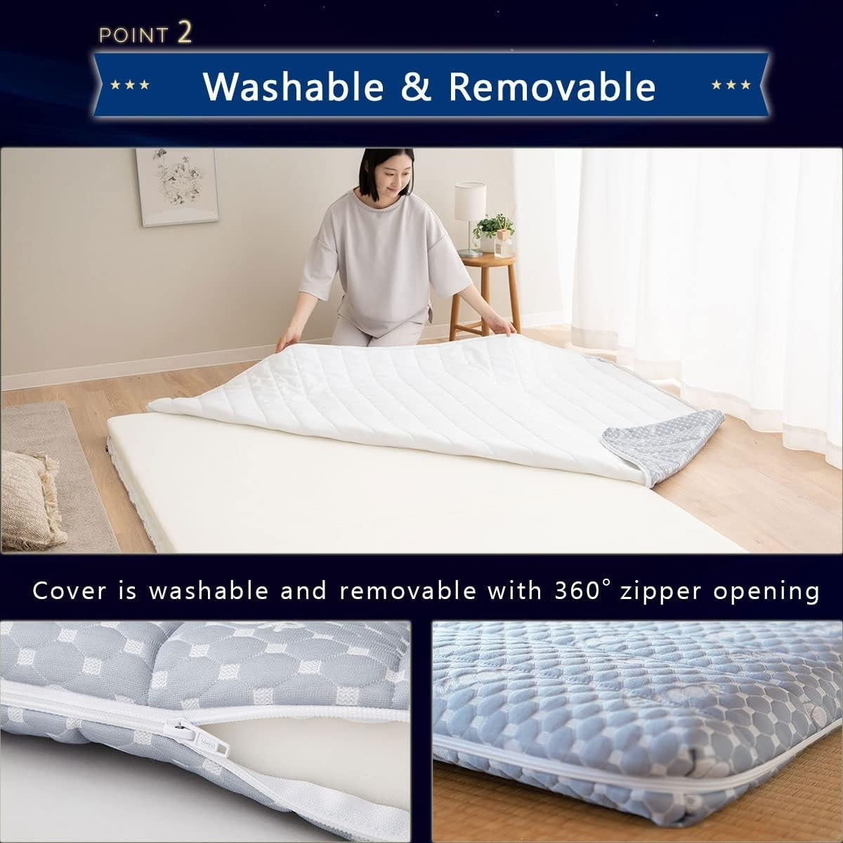 Japanese Floor Futon Mattress King | Tatami Foldable Foam Topper Bed