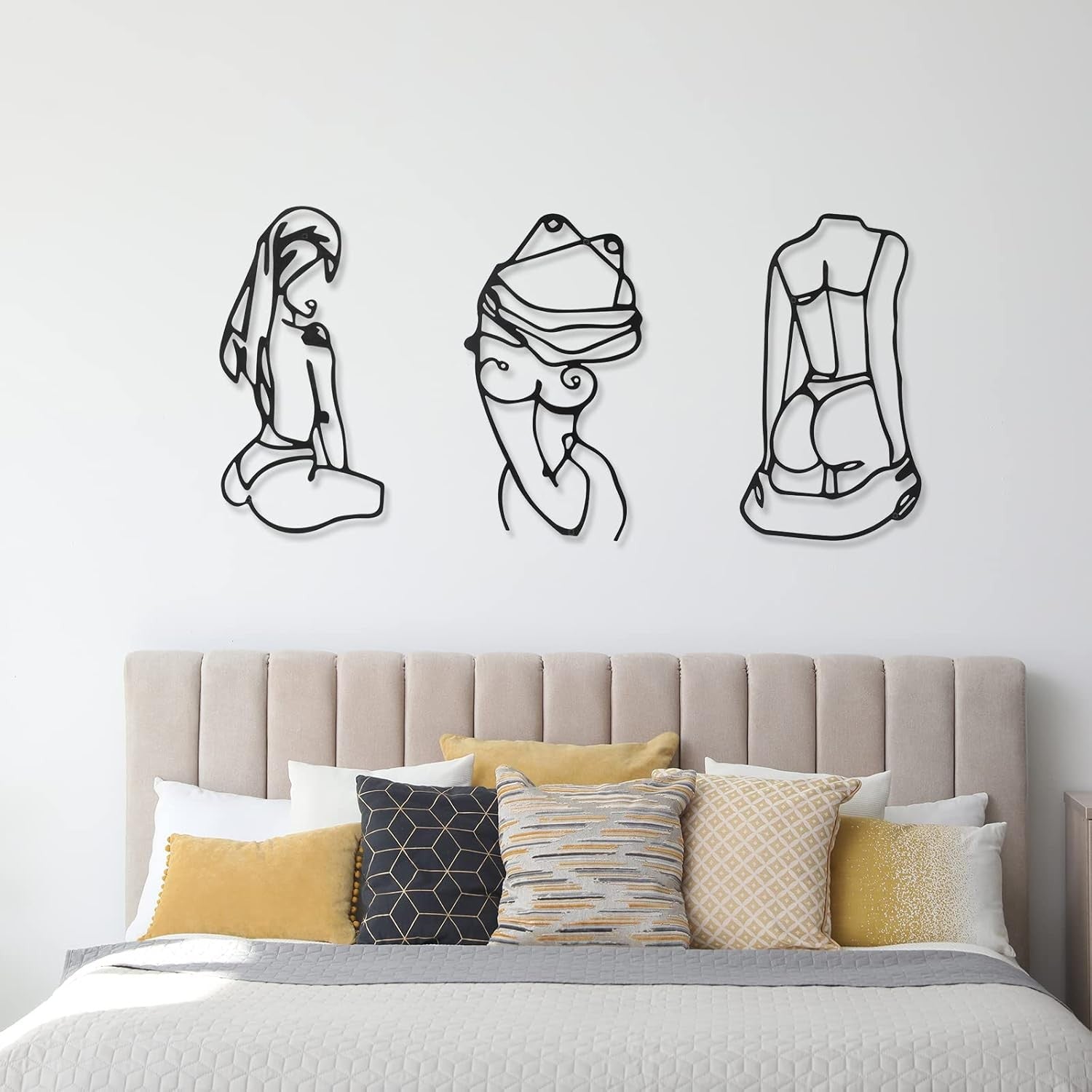 3Pcs Metal Wall Art Minimalist Abstract Woman Line Decor Set