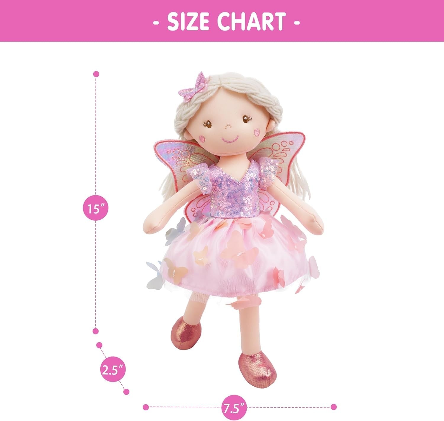 Soft Fairy Doll 38cm Plush Toy Butterfly Skirt Wings Toddler Gift