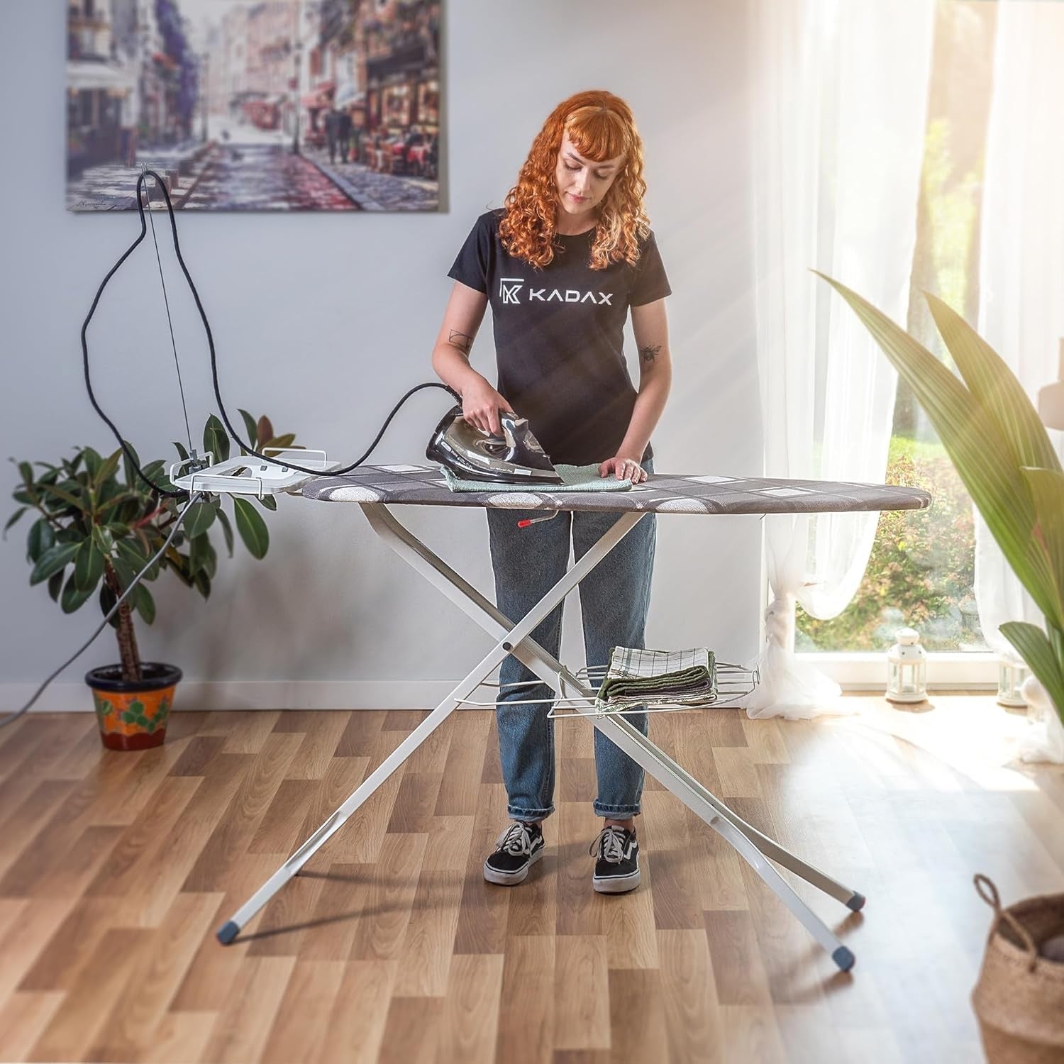 Extra Wide Steam Ironing Board Height Adjustable with Iron Rest Socket