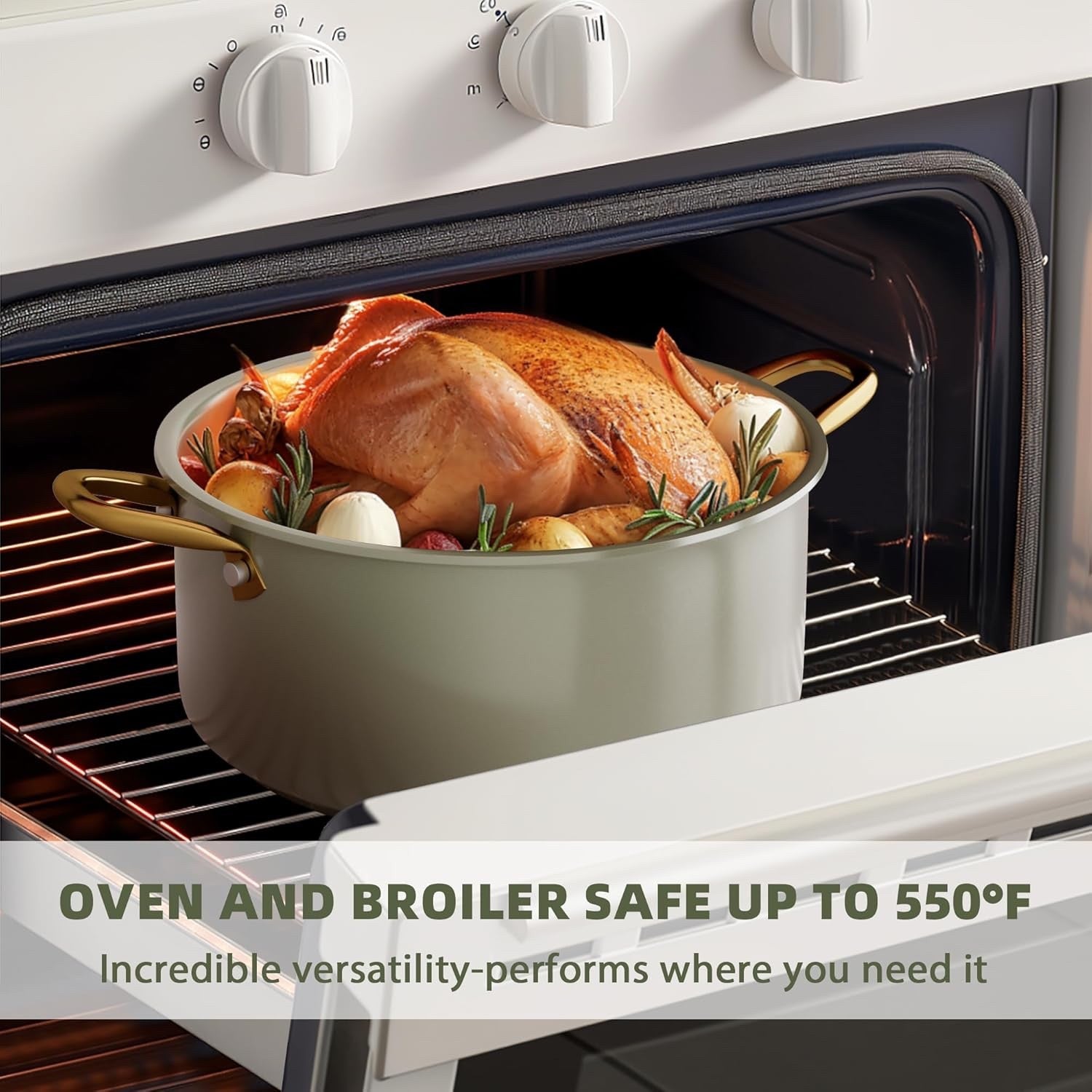 16Pcs Green Ceramic Non Stick Cookware Set with Lids & Utensils Induction Safe