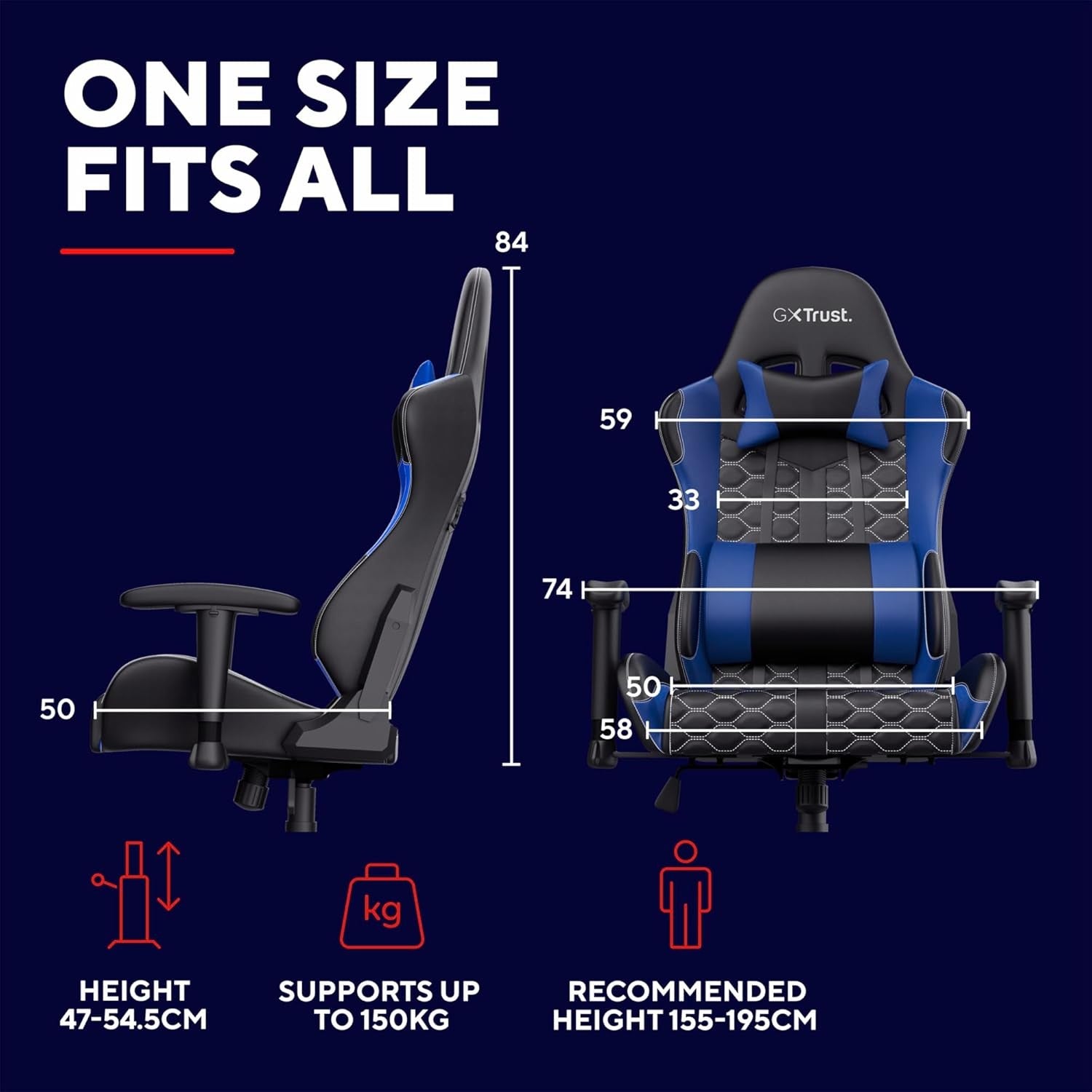 Ergonomic Gaming Chair 360° Swivel Office Desk Chair Blue