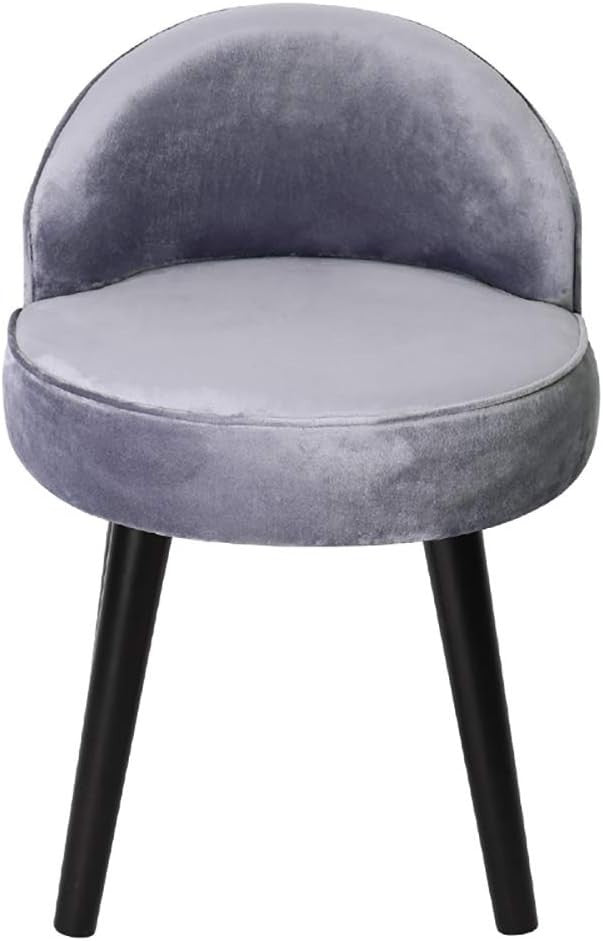 Light Grey Velvet Low Back Ottoman Dressing Table Stool with Wooden Legs