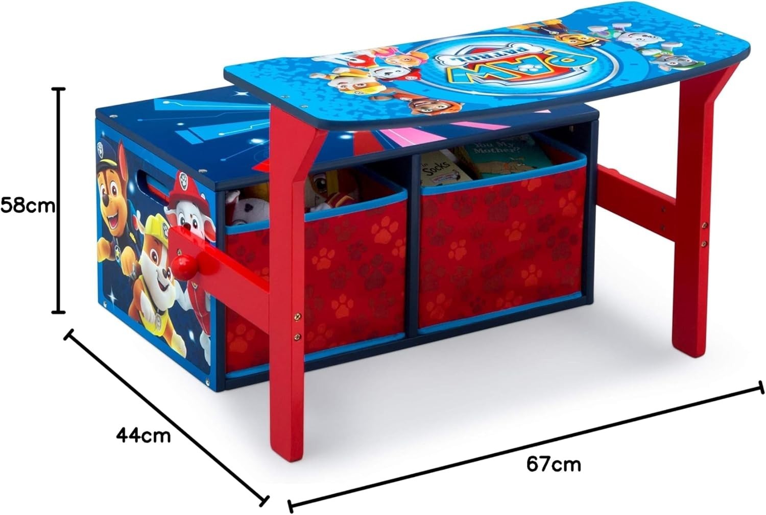 Kids Convertible Activity Bench 2in1 Desk Seat Storage Box PAW Patrol Theme