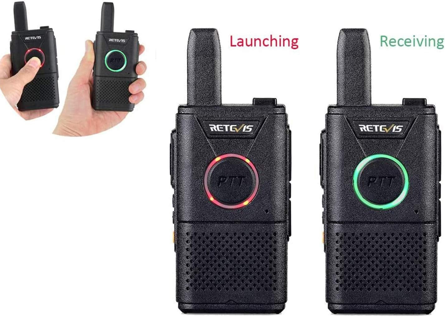 Mini PMR446 Walkie Talkies 4 Pack Rechargeable Dual PTT Long Range Radio
