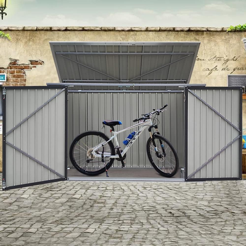 Outdoor Garden Shed Metal Storage Box D105xW210xH130cm Black
