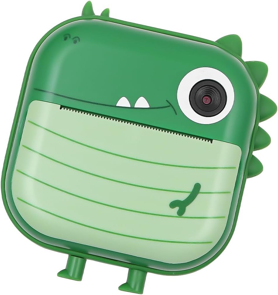 Kids Instant Print Camera 48MP 1080P HD Dinosaur Camera Green Toy