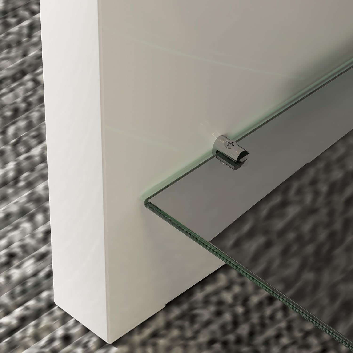 Modern High Gloss White Coffee Table with Storage & Glass Shelf 100x45x45 cm