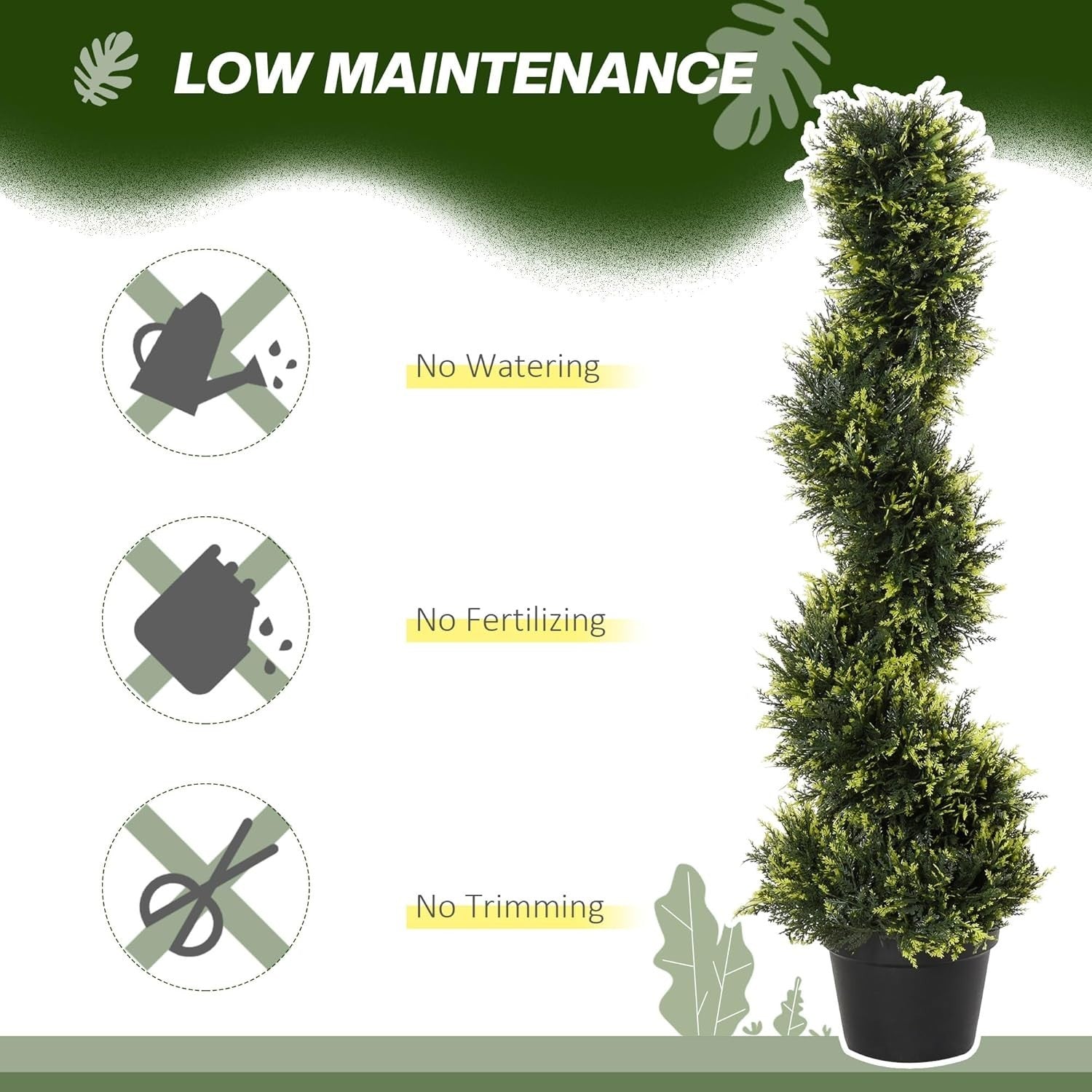 Set of 2 Artificial Spiral Trees 90cm Faux Green Potted Topiary Plant Home Decor