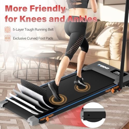 Foldable 2-in-1 Walking Pad Treadmill 4-Level Incline Quiet Home Office