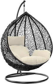 Luxury Rattan Hanging Egg Swing Chair with Stand Indoor Outdoor Garden Seat