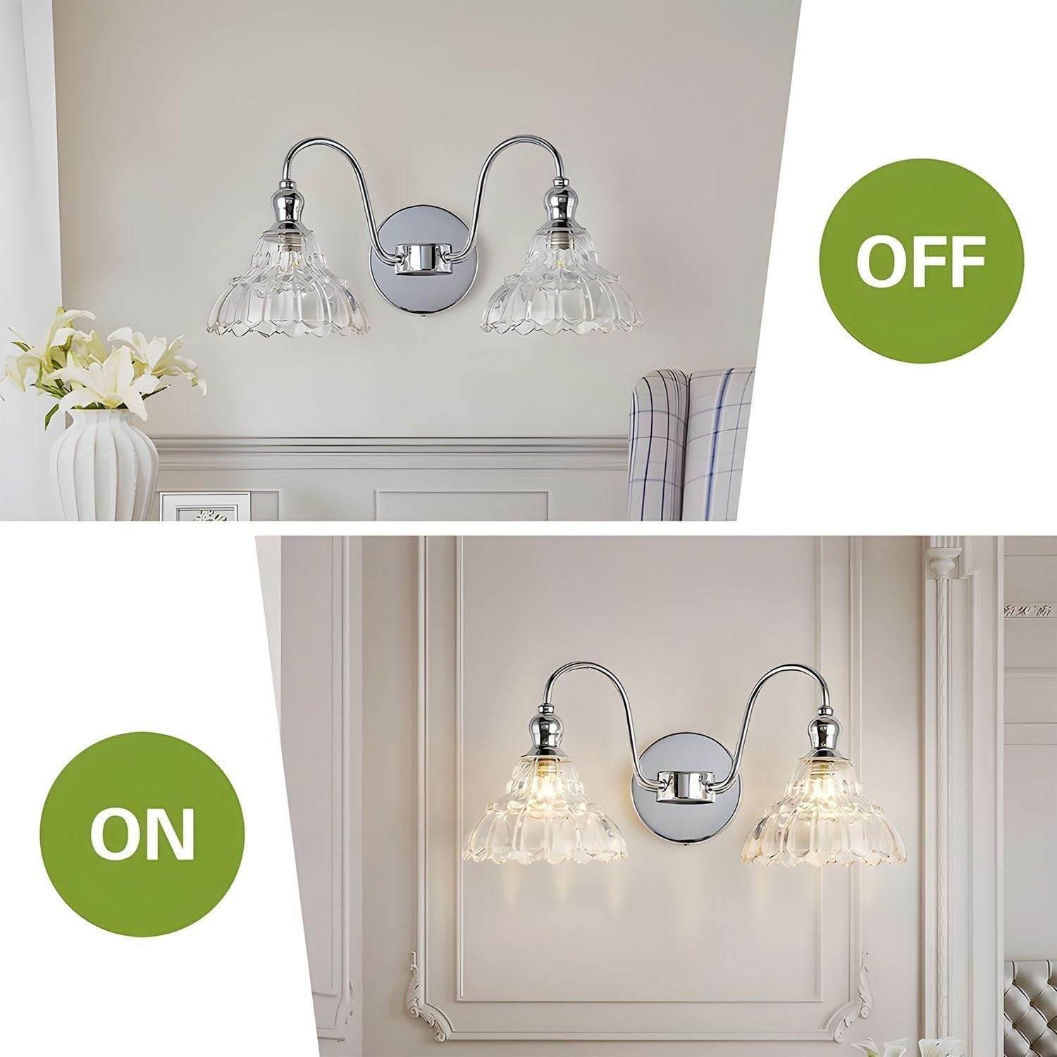 Wireless Battery Wall Sconces Set of 2, Dimmable Remote LED Lighting