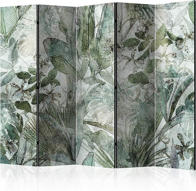 Tropical Jungle Leaf 5 Panel Folding Room Divider Large Canvas Screen
