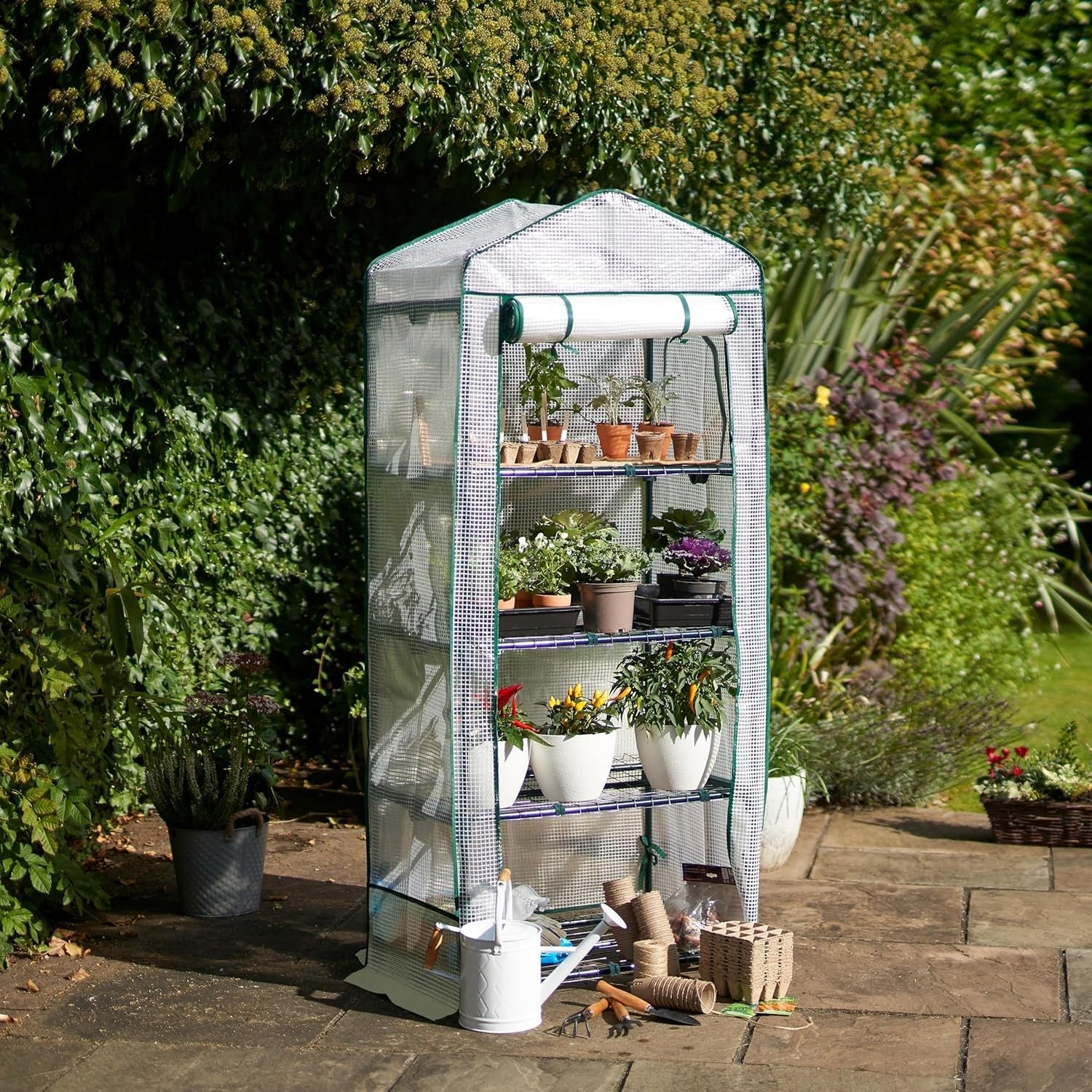 4 Tier Mini Greenhouse with Reinforced PVC Cover | Compact Steel Frame