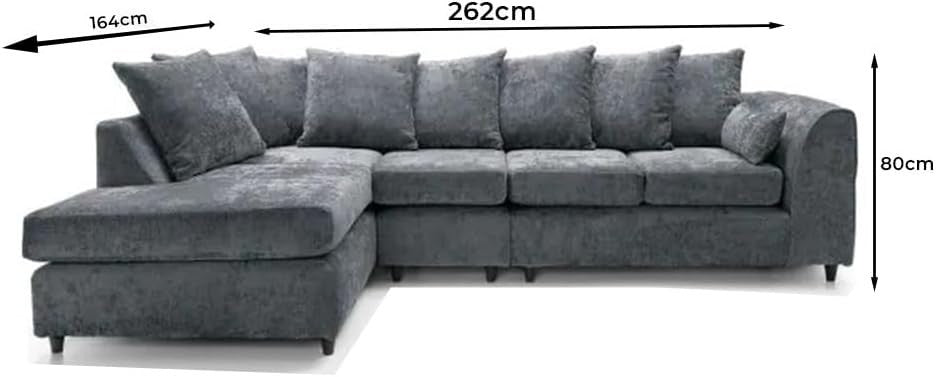 Spacious 5-Seater Grey Corner Sofa L-Shape Modular with Memory Foam Cushions