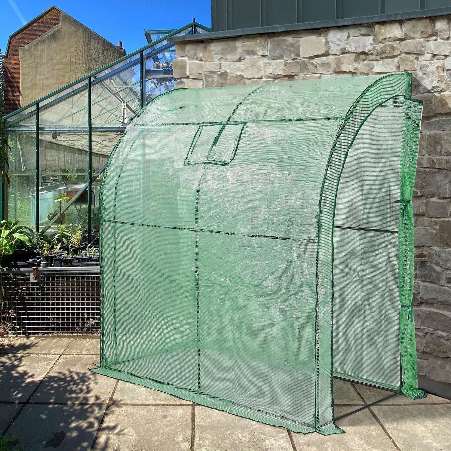 Heavy Duty Walk-In Lean-To Greenhouse 200x100x215cm PE Cover Tunnel