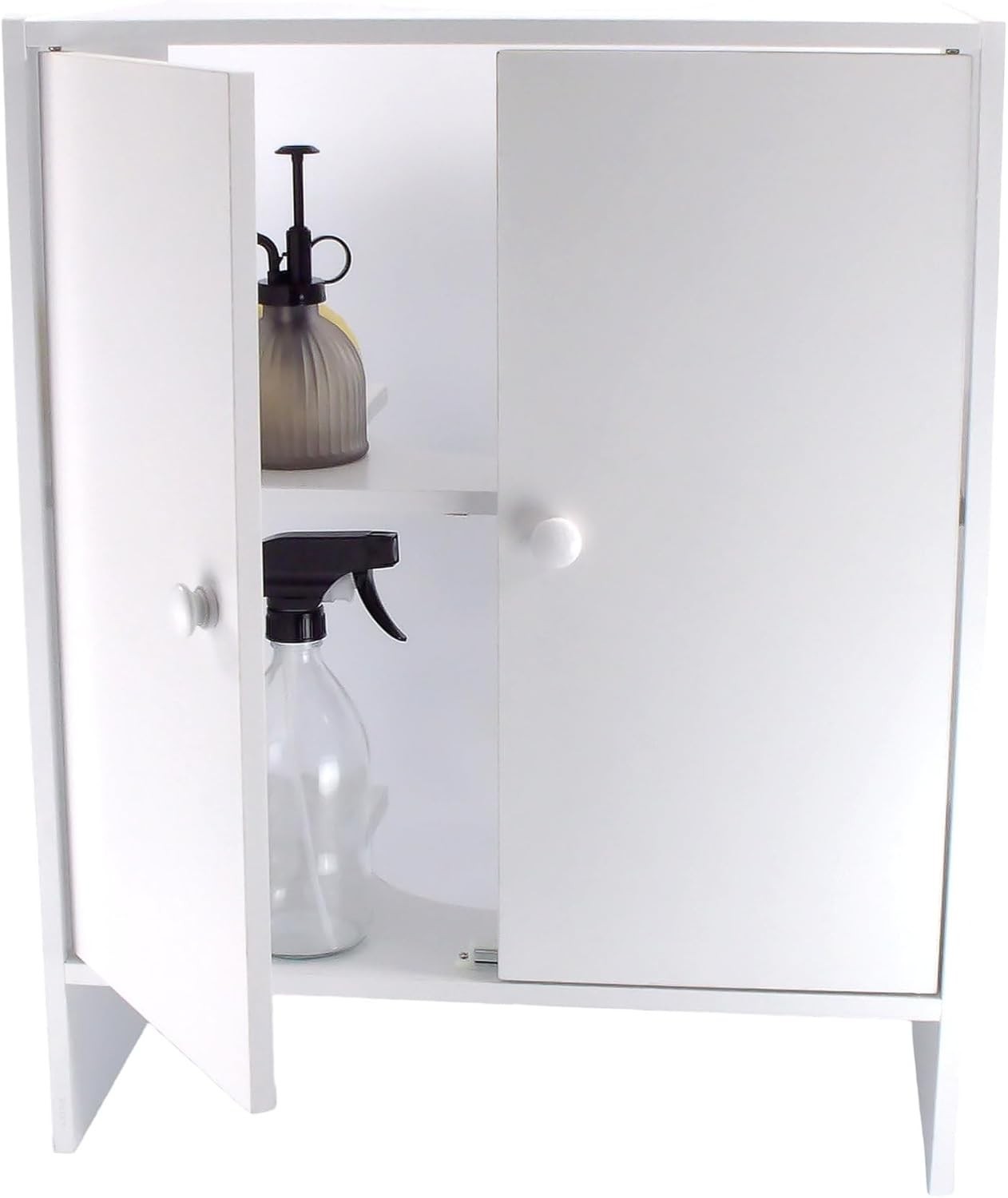 White Under Sink Bathroom Cabinet – 2 Door Freestanding Cupboard 60x30x60cm