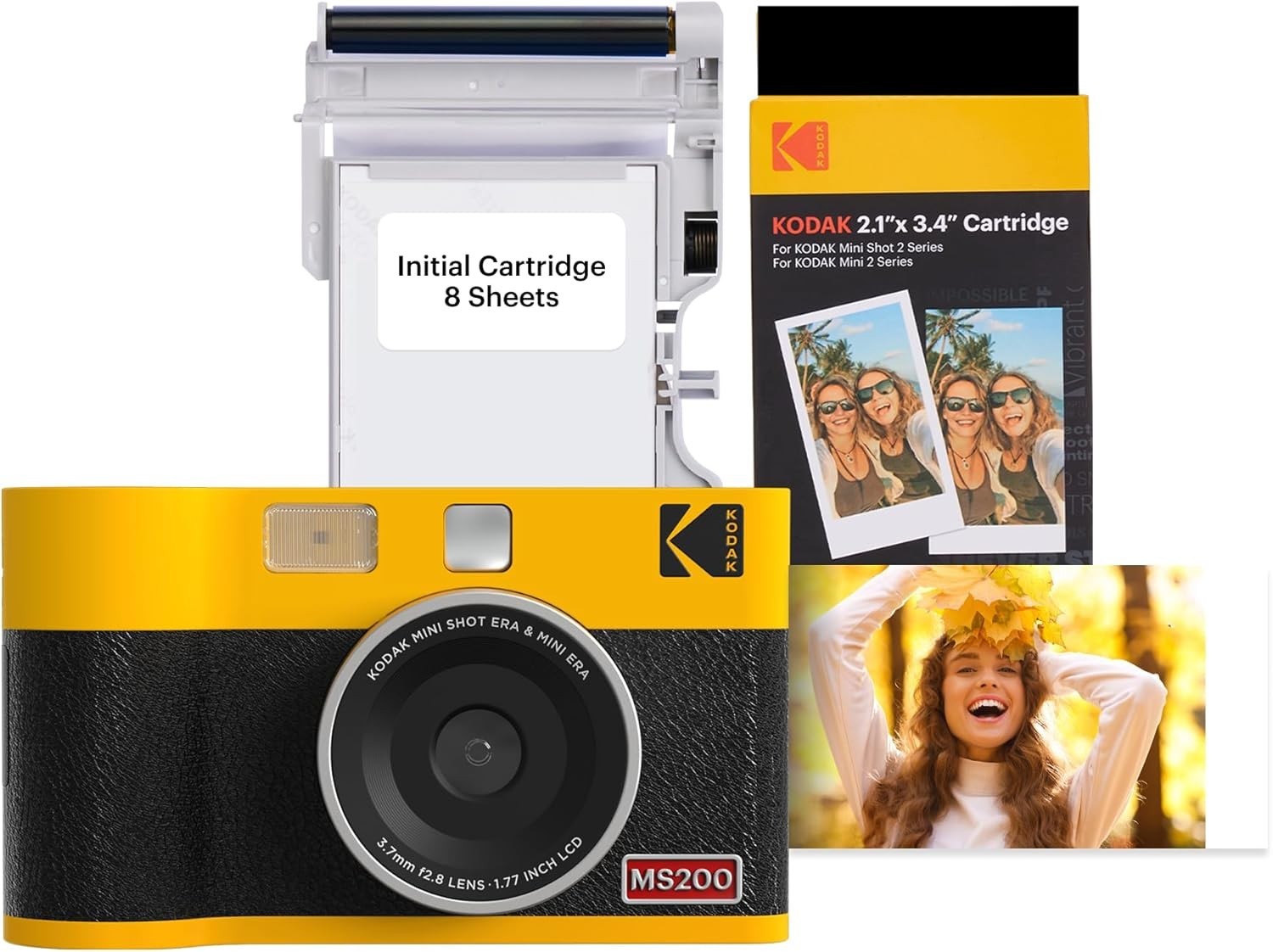 Instant Camera & Photo Printer 2x3 Bluetooth 38 Sheets Yellow