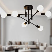 Modern 6-Light Sputnik Chandelier Black Ceiling Light E27 for Home