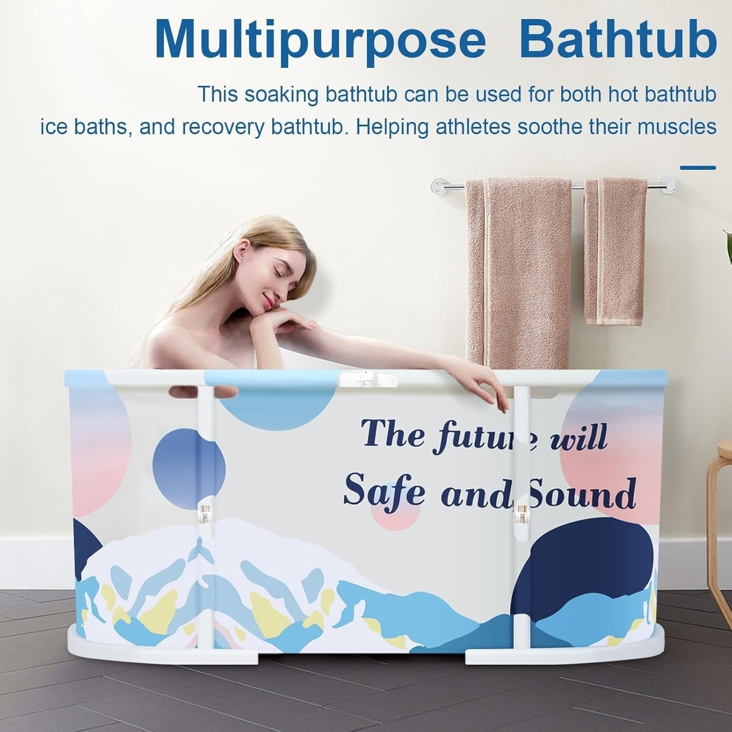 Portable 45" Foldable Bathtub Adult Family Spa Tub Freestanding