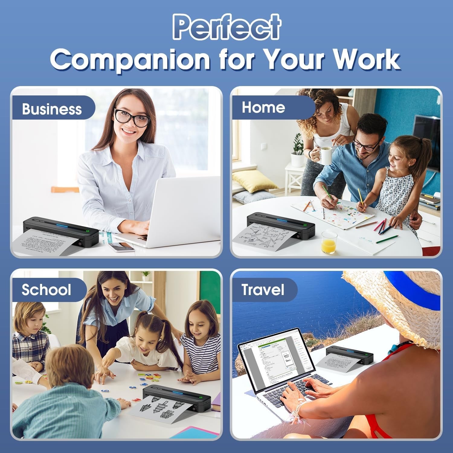 ASprink Portable Bluetooth Thermal Printer – A4/US Letter Inkless Mobile Printer