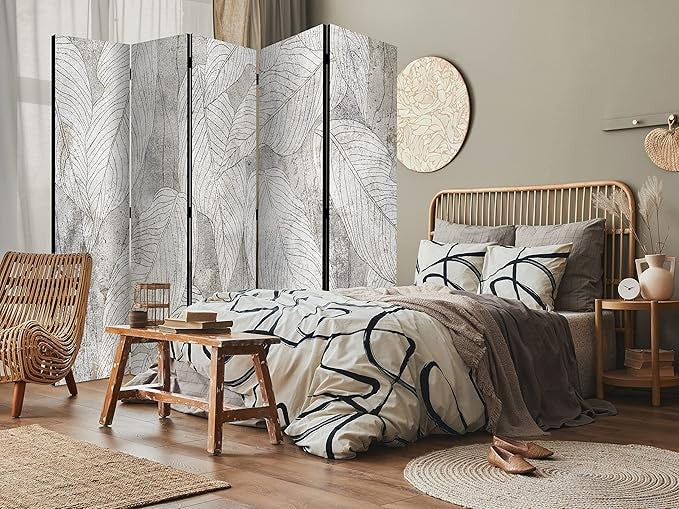 Leaf Nature 5 Panel Room Divider 225x172cm Double Sided Acoustic Screen
