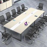 Beige + White Conference Table 240cm w/ Metal Frame & Scratch-Resistant Top