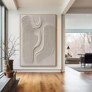 Large Abstract Canvas Wall Art 80x120cm Beige Textured