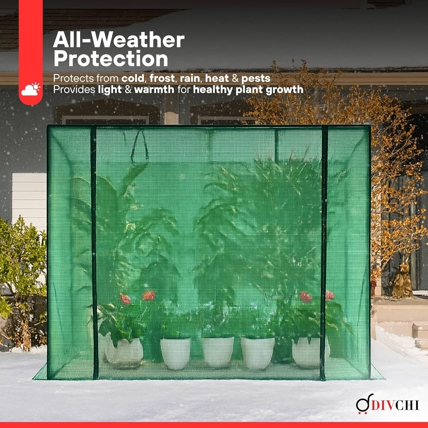 Walk-In Garden Greenhouse Tent with UV Cover Steel Frame & Zip Door 200x169cm