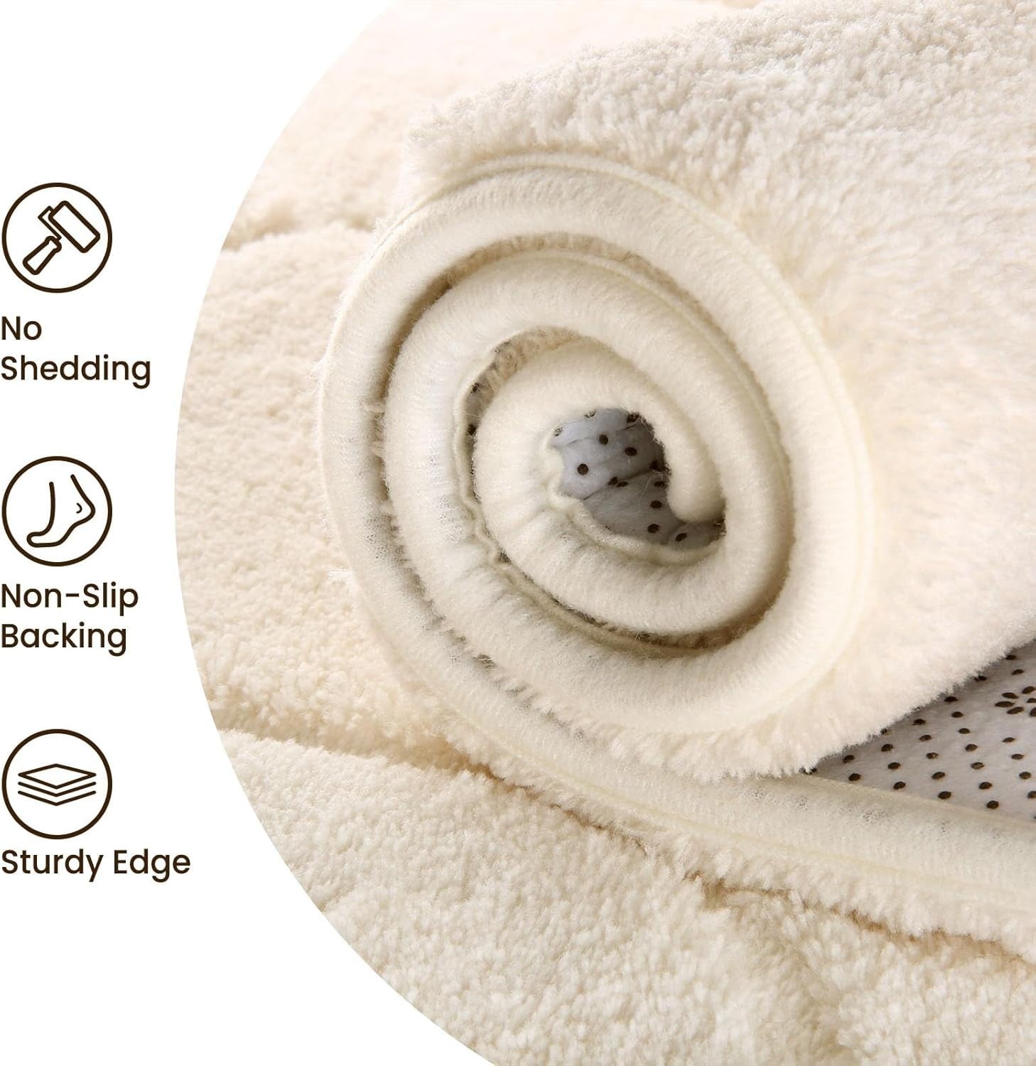 Cream Area Rug 120x170cm Short Pile Washable Anti Slip Living Room Bedroom