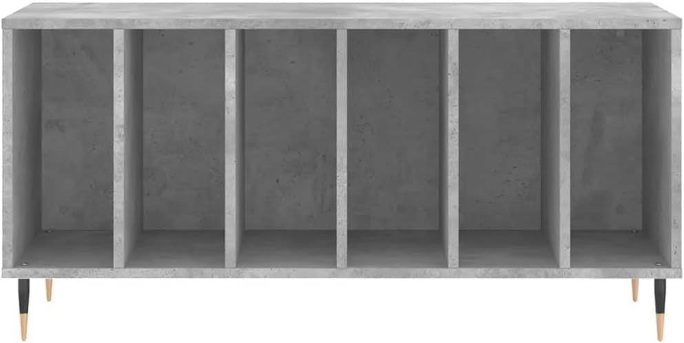 Vinyl Record Storage Cabinet Turntable Stand Organizer Concrete Grey