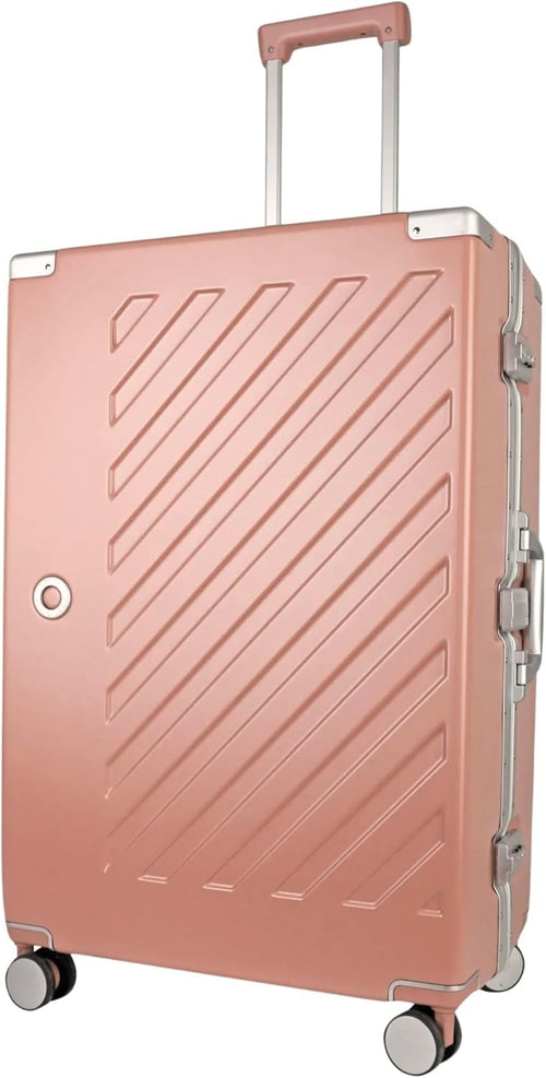 Large Zipperless Polycarbonate Suitcase Dual TSA Locks Spinner Wheels Pink