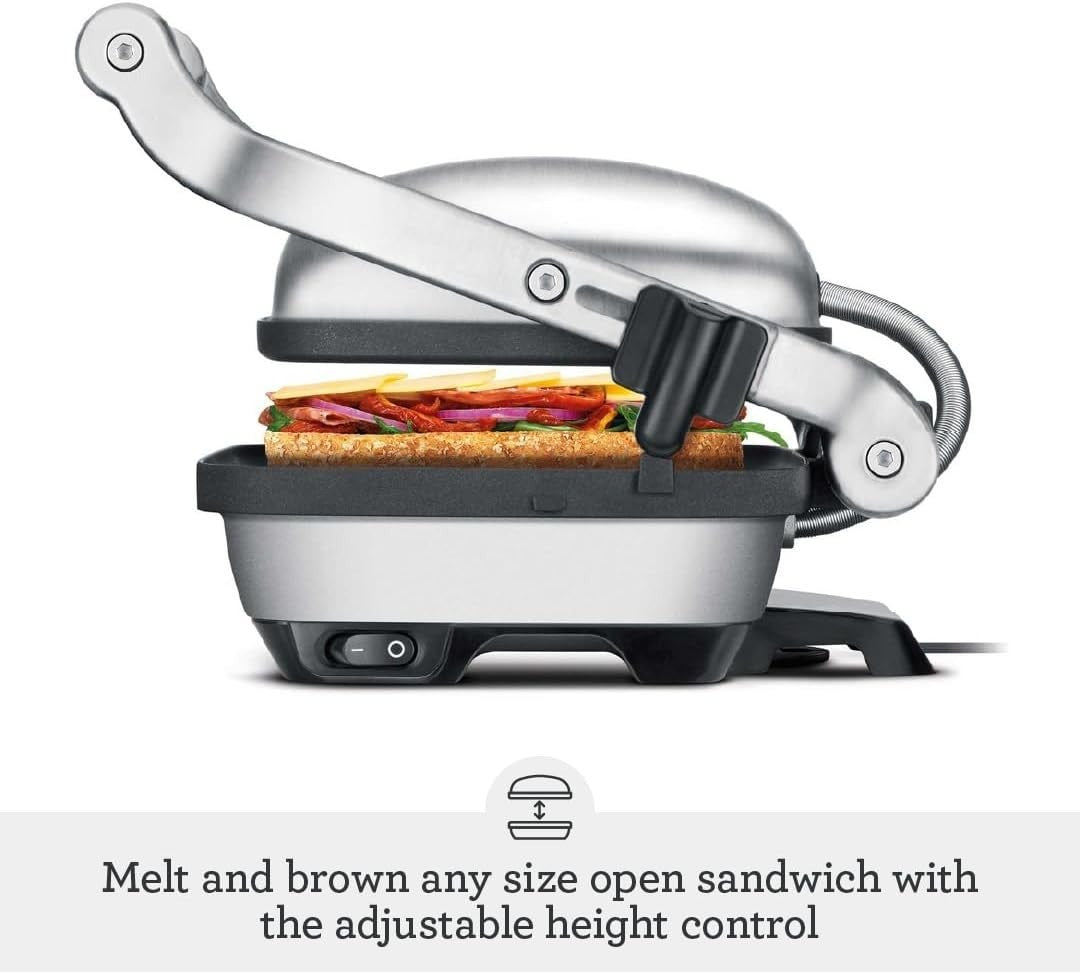 Single Sandwich Press Toaster 1500W Adjustable Height Non-Stick