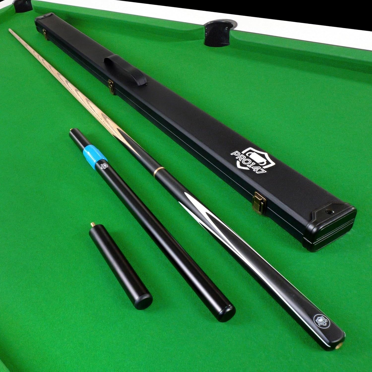 57" 3/4 Joint Ash Snooker Pool Cue 9.5mm Tip Extensions Hard Case
