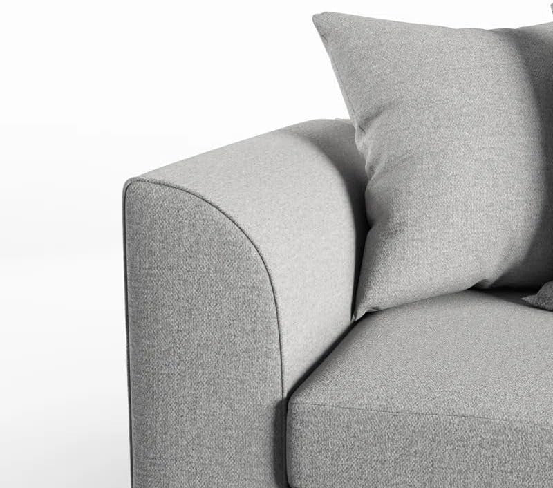 Light Grey L-Shaped 4-Seater Corner Sofa Soft Fabric Curved Arm Couch