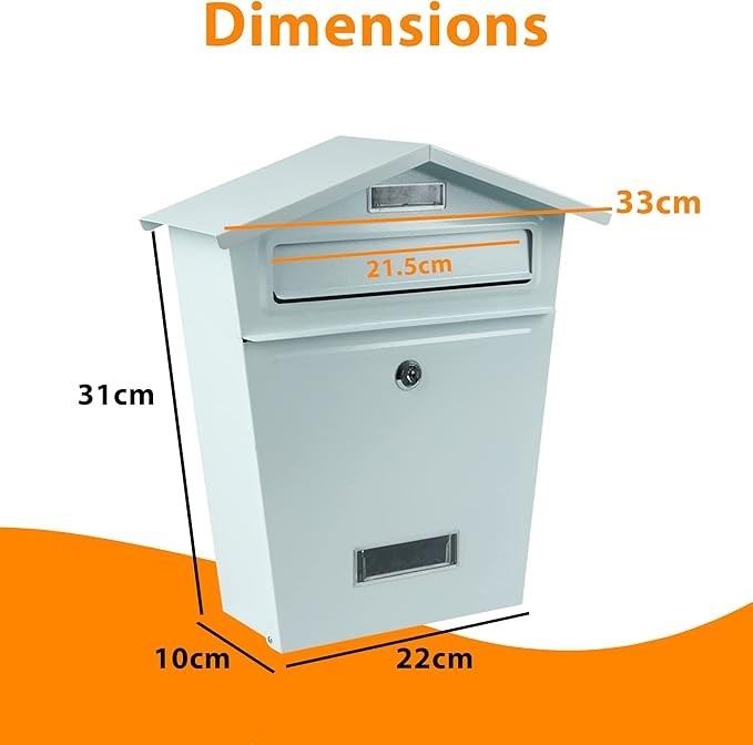Wall Mounted Waterproof Lockable Post Box | Secure Mailbox with Keys