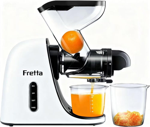 White Cold Press Juicer 200W Quiet Slow Masticating Wide Feed Chute