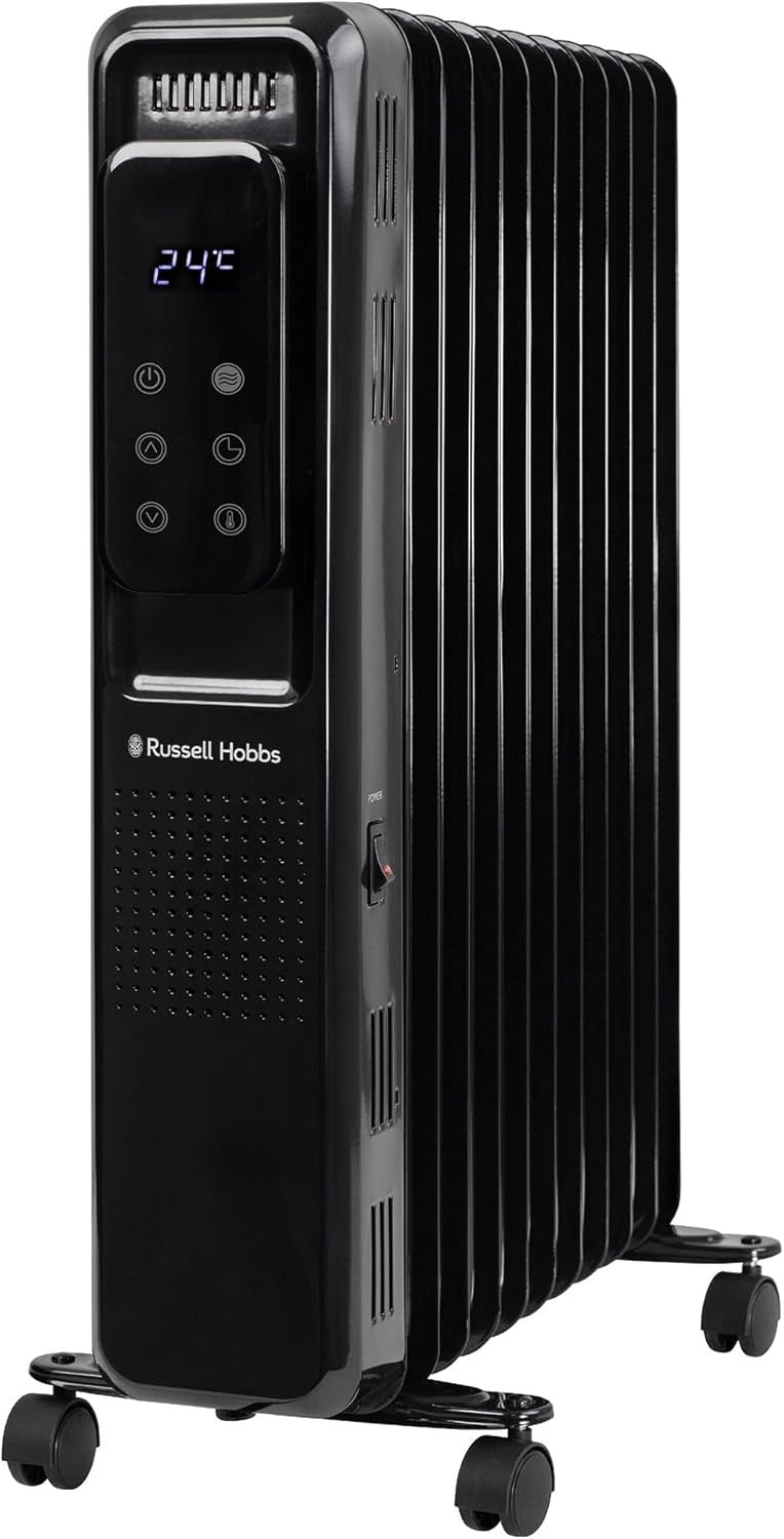 2500W Black Oil Filled Radiator 11 Fin Digital Remote Timer Heater