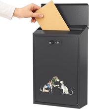 Wall Mounted Waterproof Post Box with Lock, Viewing Windows, Rain Cover