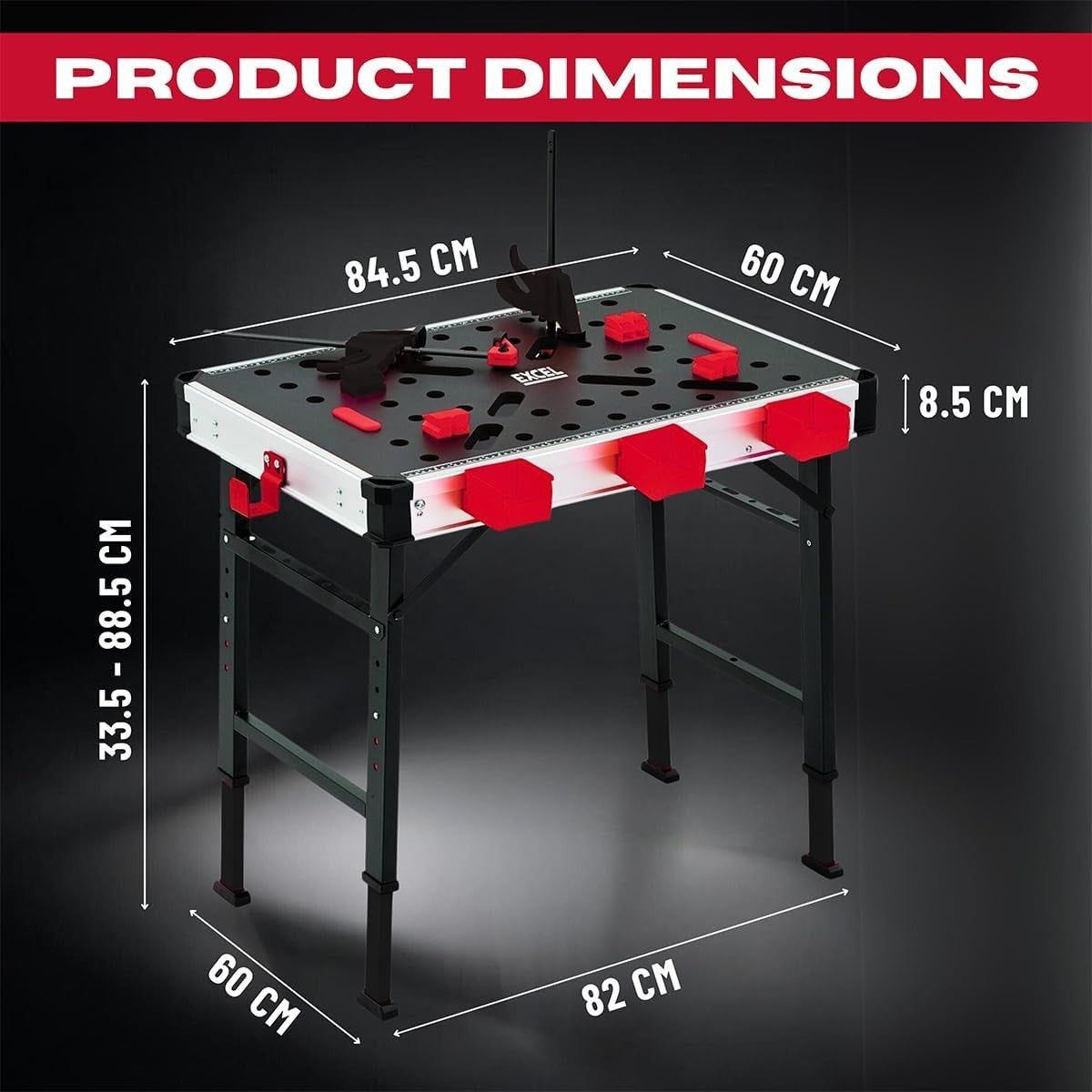 Foldable Workbench Adjustable Height Heavy Duty Table with Clamping System