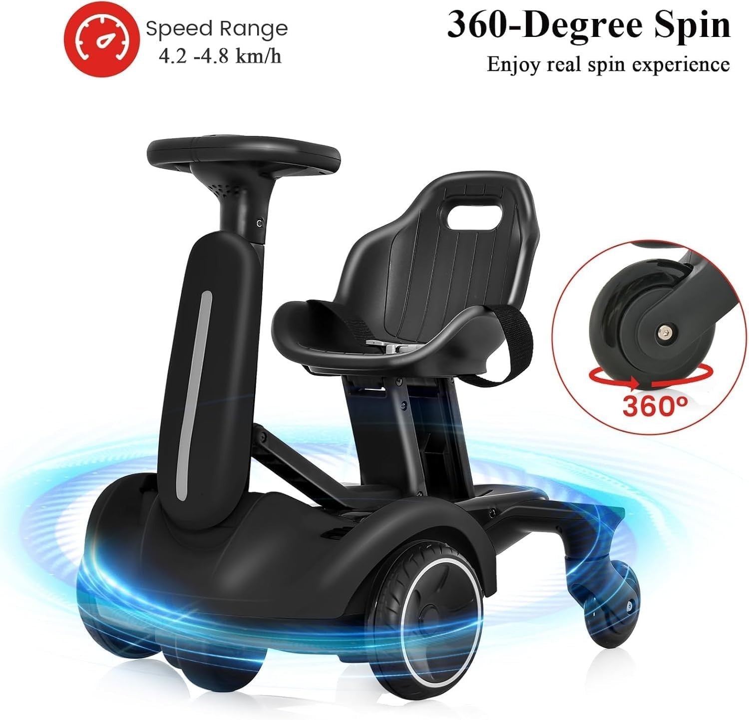 Kids Electric Drift Go Kart 6V Ride On Car 360 Spin Racing Kart 3-8Y