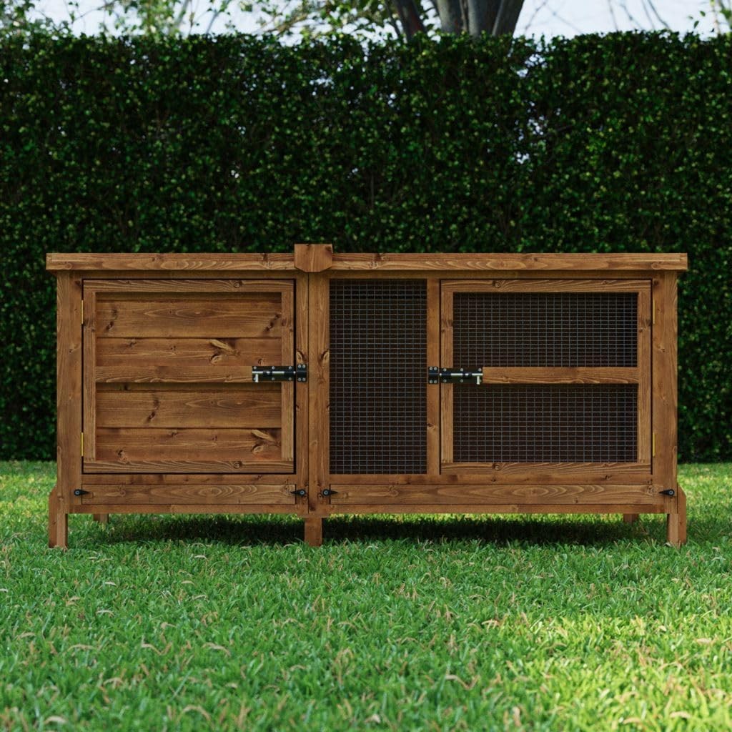 XL Outdoor Rabbit Hutch Wooden Pet House Large Single Tier Secure Cage