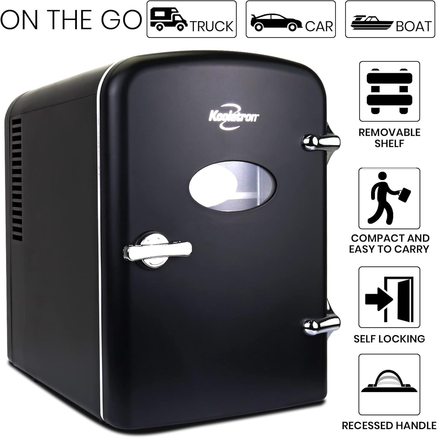 Retro 4L Mini Fridge Cooler Portable Compact Bedroom Office Black