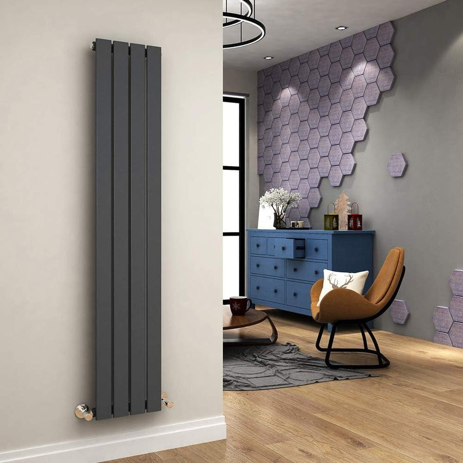 1600 x 300mm Vertical Anthracite Designer Radiator, Modern Single Panel