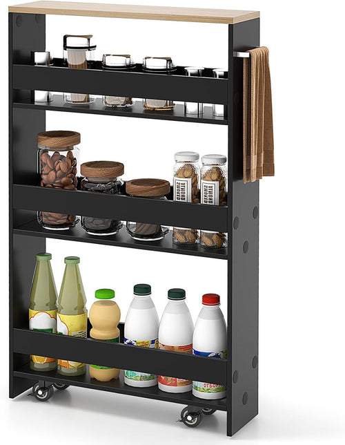 Slim Storage Trolley 4 Tier Rolling Cart Narrow Organizer with Wheels